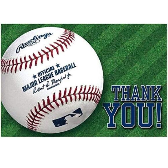 Amscan MLB Major League Baseball 8 Count Thank You Cards W/ Envelopes And Seals - Picture 1 of 3